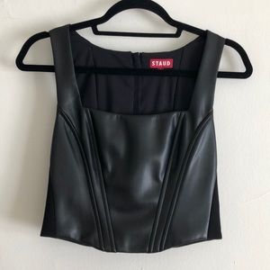 Staud faux leather top
